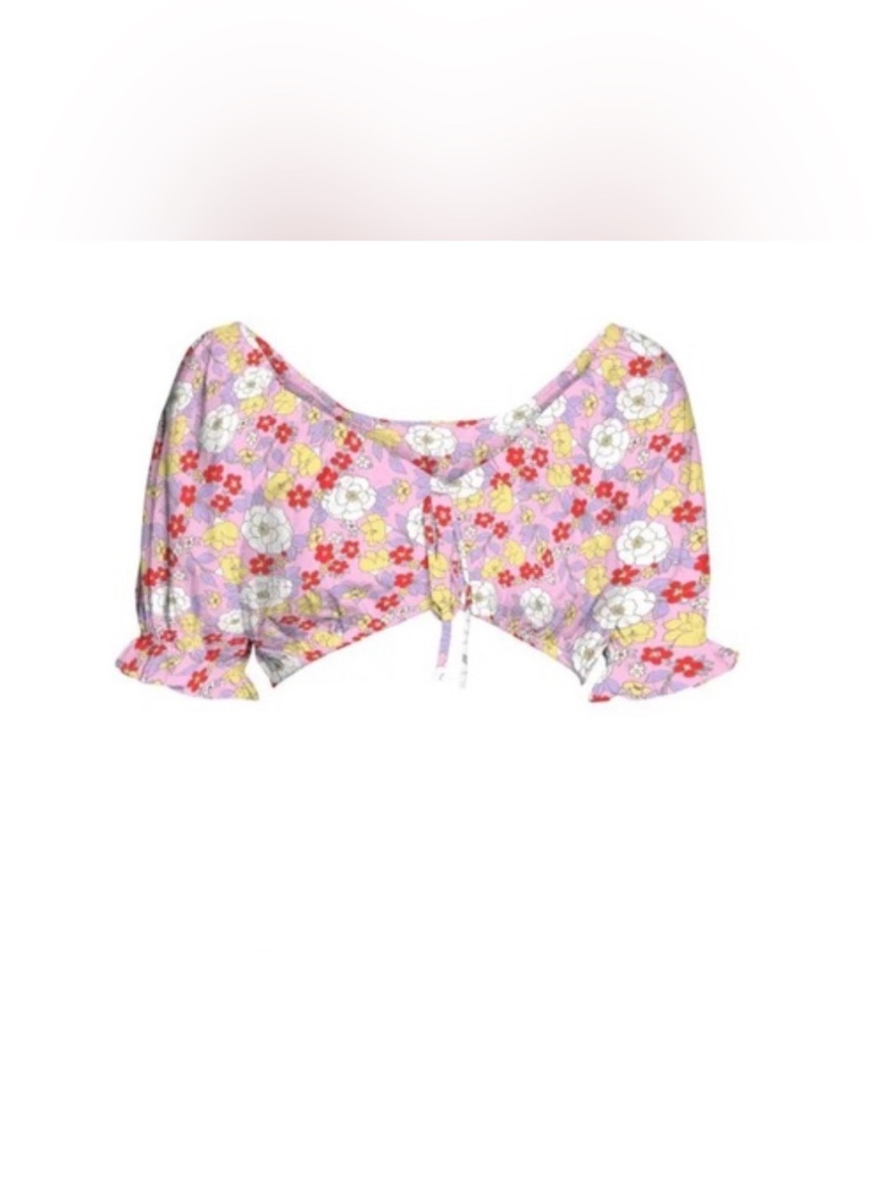 NWOT Vero Moda Pink Floral Tie-Front Crop Top